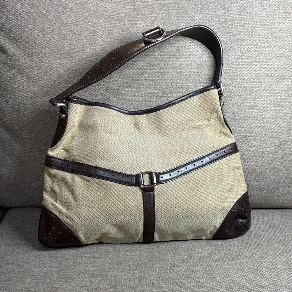 Gucci Web GG Reins  Hobo Bag with Brown Leather Trim